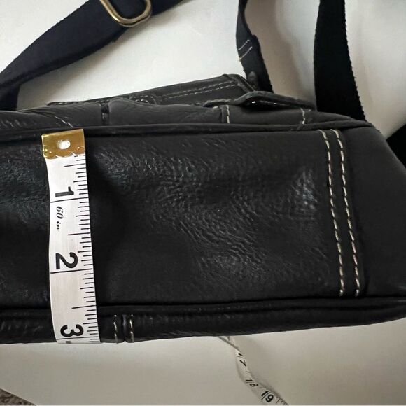 VTG Fossil Pebble Leather Black Messenger Crossbody Shoulder Purse Bag - Picture 16 of 16